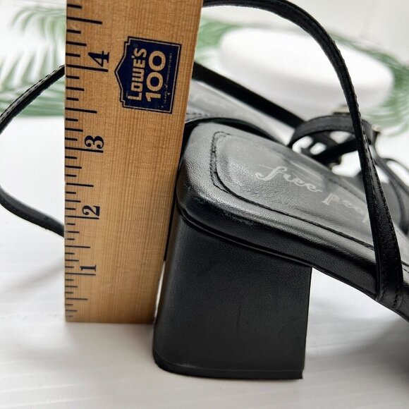 Free People Niki Black Leather Strappy Open Toe Ankle Strap Sandals Size 37 - Picture 13 of 13